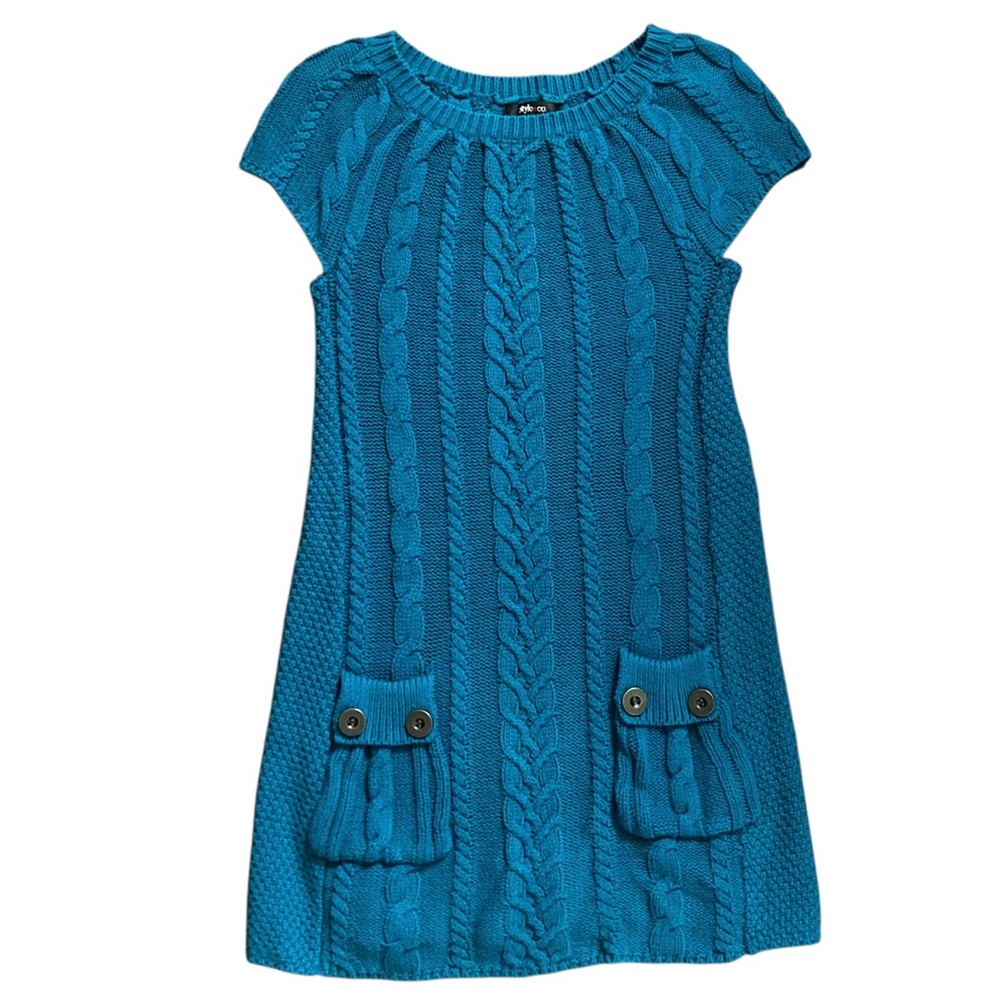 Style & Co. Cable Knit Sweater Dress Women’s Medium Peacock Blue
